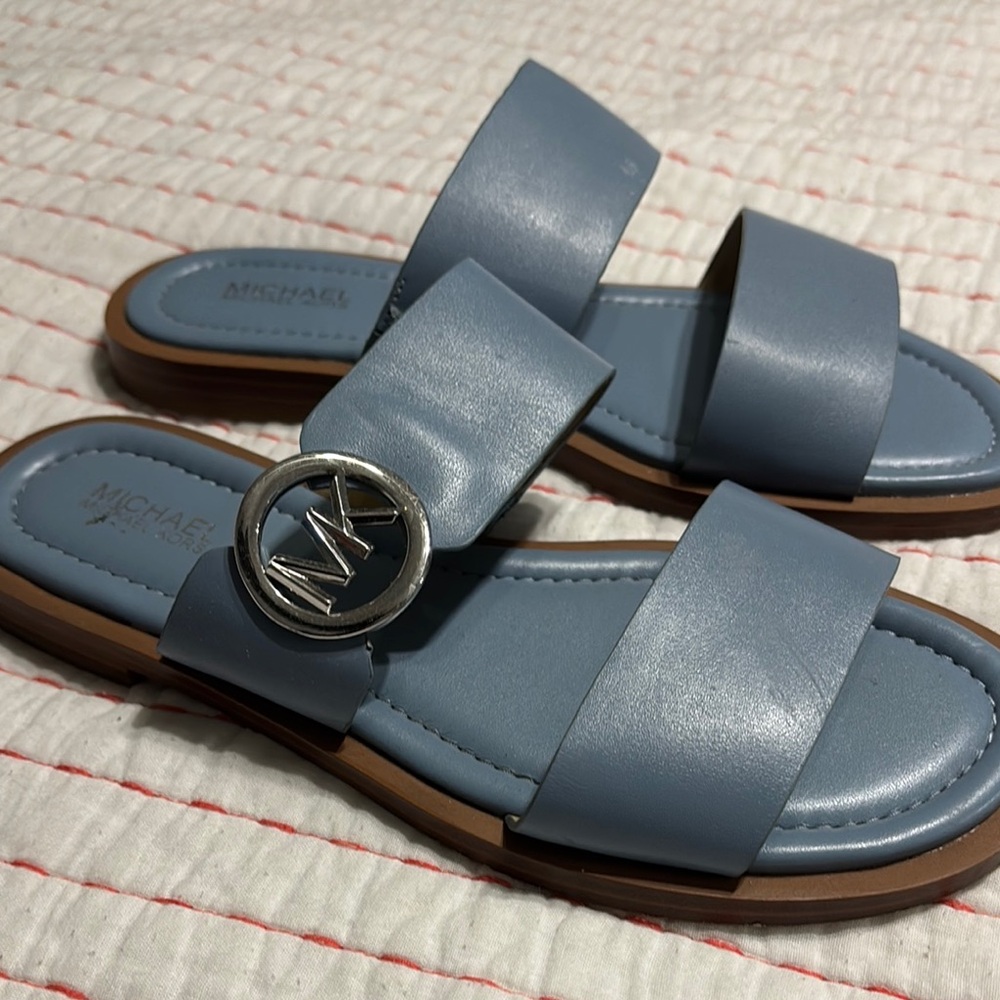 Michael Kors Blue Slide Sandals with Modern Design
